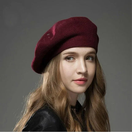 Béret femme en laine et coton - Bordeaux - Ajustable (du 54 au 59) | La boutique du chapeau