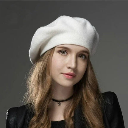 Béret femme en laine et coton - Blanc - Ajustable (du 54 au 59) | La boutique du chapeau