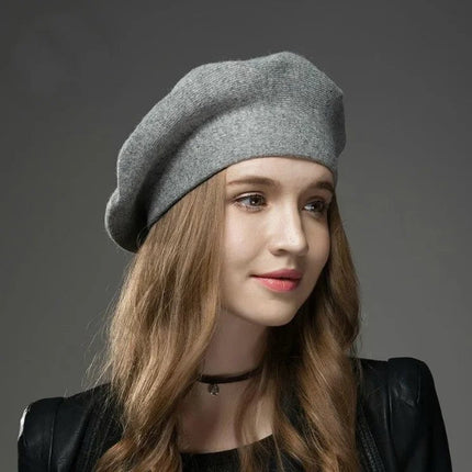 Béret femme en laine et coton - Gris - Ajustable (du 54 au 59) | La boutique du chapeau