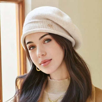 Béret Femme en Laine hiver - Beige - Ajustable (du 54 au 59) | La boutique du chapeau