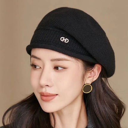 Béret Femme en Laine hiver - Noir - Ajustable (du 54 au 59) | La boutique du chapeau