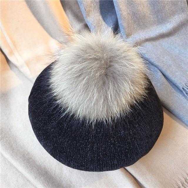 Béret Français avec pompon - Noir - Ajustable (du 54 au 59) | La boutique du chapeau