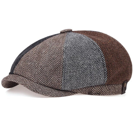 Béret plat à coutures - Gris/marron - M (56 - 58cm) | La boutique du chapeau