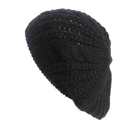 Béret tressé pour femme - Noir - Ajustable (du 54 au 59) | La boutique du chapeau