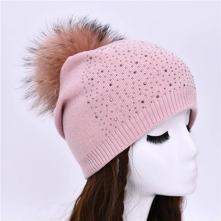Bonnet à pompon pour femme - Rose - Ajustable (du 54 au 59) | La boutique du chapeau
