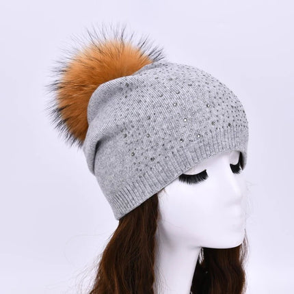Bonnet à pompon pour femme - Gris clair - Ajustable (du 54 au 59) | La boutique du chapeau
