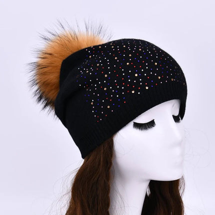 Bonnet à pompon pour femme - Noir/marron - Ajustable (du 54 au 59) | La boutique du chapeau