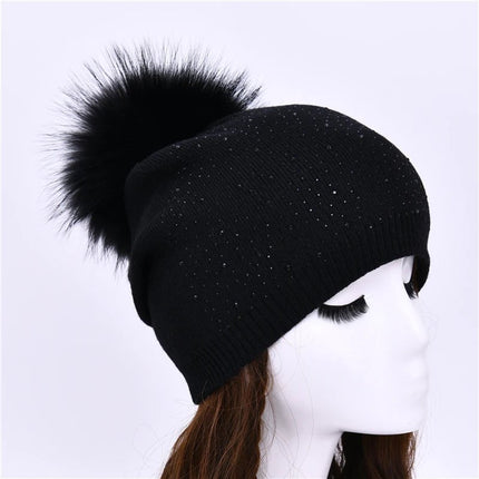 Bonnet à pompon pour femme - Noir - Ajustable (du 54 au 59) | La boutique du chapeau