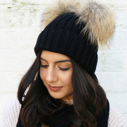 Bonnet à pompons pour femmes - Blanc - Adulte | La boutique du chapeau