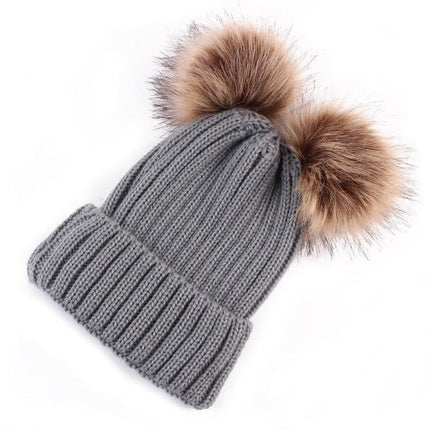 Bonnet à pompons pour femmes - Gris - Adulte | La boutique du chapeau