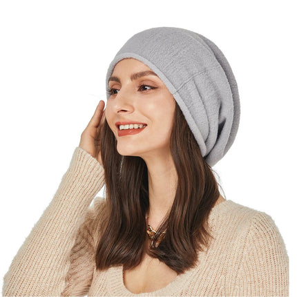 Bonnet ample femme laine hiver - Gris - Ajustable (du 54 au 59) | La boutique du chapeau