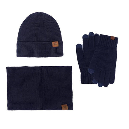 Bonnet cache - cou et gants d'hiver épais et chaud - Marine - Ajustable (du 54 au 59) | La boutique du chapeau