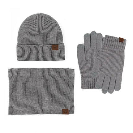 Bonnet cache - cou et gants d'hiver épais et chaud - Gris - Ajustable (du 54 au 59) | La boutique du chapeau