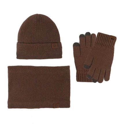 Bonnet cache - cou et gants d'hiver épais et chaud - Café - Ajustable (du 54 au 59) | La boutique du chapeau