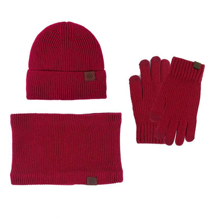 Bonnet cache - cou et gants d'hiver épais et chaud - Rouge - Ajustable (du 54 au 59) | La boutique du chapeau