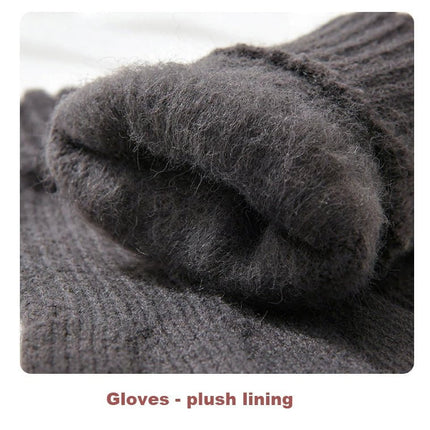 Bonnet cache - cou et gants d'hiver épais et chaud - Noir - Ajustable (du 54 au 59) | La boutique du chapeau