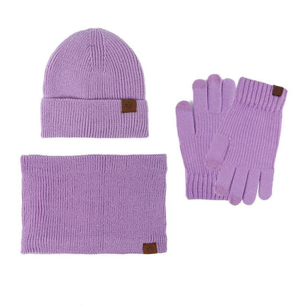 Bonnet cache - cou et gants d'hiver épais et chaud - Violet - Ajustable (du 54 au 59) | La boutique du chapeau