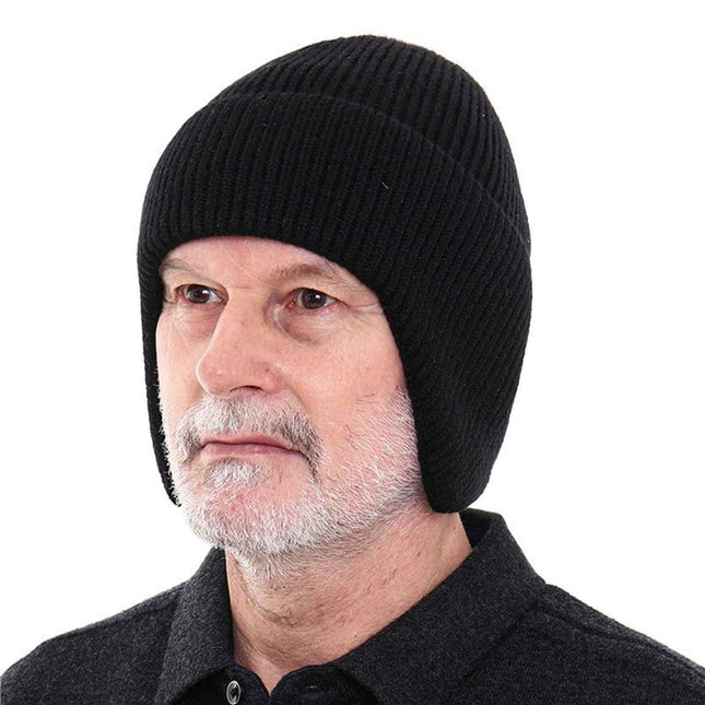 Bonnet cache-oreilles homme hiver - Noir - Ajustable (du 54 au 59) | La boutique du chapeau
