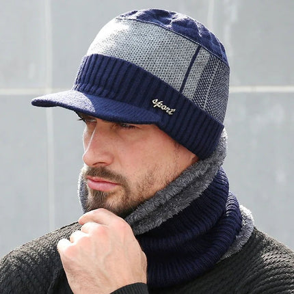 Bonnet casquette et cache - cou - Bleu marine - Ajustable (du 54 au 59) | La boutique du chapeau