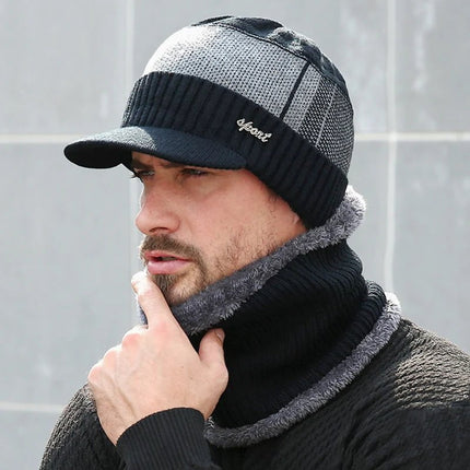 Bonnet casquette et cache - cou - Bonnet - Noir - Ajustable (du 54 au 59) | La boutique du chapeau