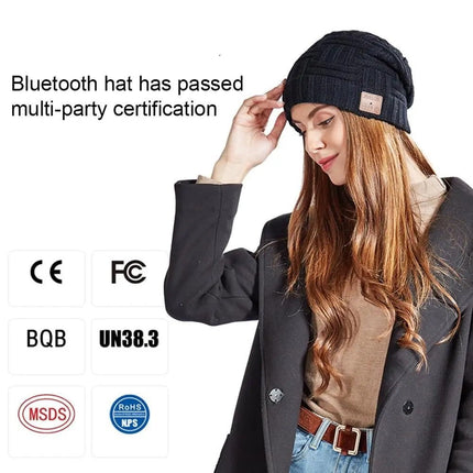 Bonnet chaud Bluetooth - Noir Gris - Adulte | La boutique du chapeau