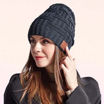 Bonnet chaud Bluetooth - Noir Gris - Adulte | La boutique du chapeau