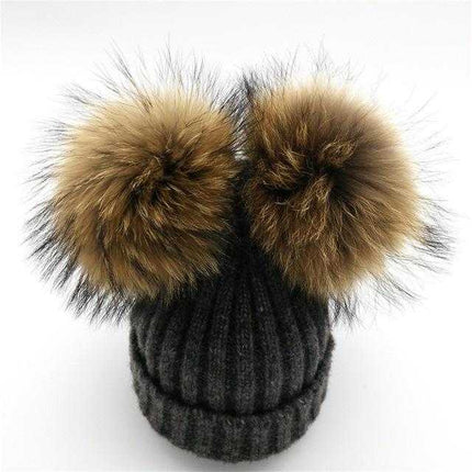 Bonnet deux Pompons - Beige - Adulte | La boutique du chapeau
