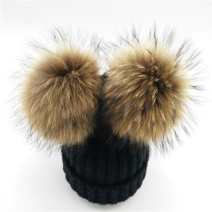 Bonnet deux Pompons - Noir - Adulte | La boutique du chapeau