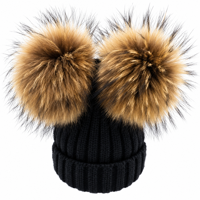 Bonnet deux Pompons - Noir - Adulte | La boutique du chapeau