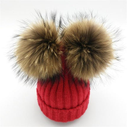 Bonnet deux Pompons - Rouge - Adulte | La boutique du chapeau