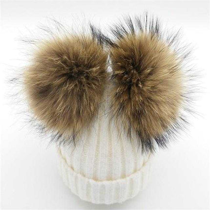 Bonnet deux Pompons - Blanc - Adulte | La boutique du chapeau
