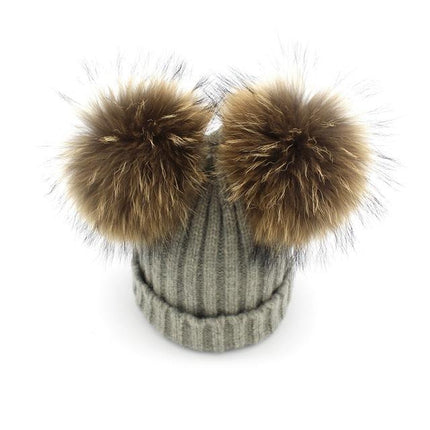 Bonnet deux Pompons - Gris - Adulte | La boutique du chapeau