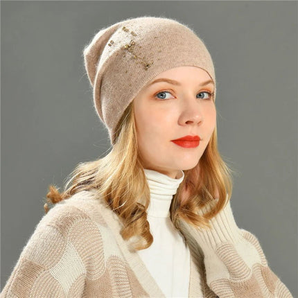 Bonnet d'hiver en tricot pour femme - Camel - Ajustable (du 54 au 59) | La boutique du chapeau