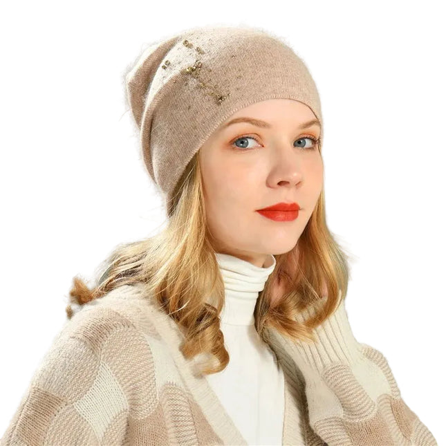Bonnet d'hiver en tricot pour femme - Camel - Ajustable (du 54 au 59) | La boutique du chapeau