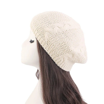 Béret femme tricoté torsadé - Beige - Ajustable (du 54 au 59) | La boutique du chapeau