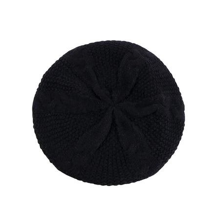 Béret femme tricoté torsadé - Noir - Ajustable (du 54 au 59) | La boutique du chapeau
