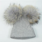 Bonnet double pompons - Gris - Adulte | La boutique du chapeau