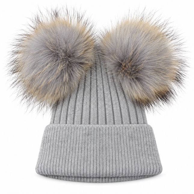 Bonnet double pompons - Gris - Adulte | La boutique du chapeau