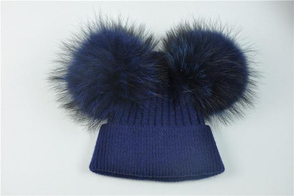 Bonnet double pompons - Marine - Adulte | La boutique du chapeau