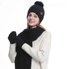 Bonnet, écharpe et gants d'hiver pour femme - Noir - Ajustable (du 54 au 59) | La boutique du chapeau