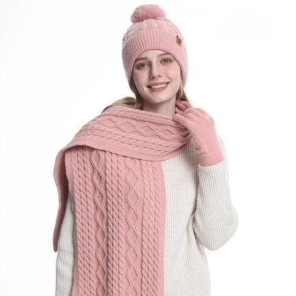 Bonnet, écharpe et gants d'hiver pour femme - Rose - Ajustable (du 54 au 59) | La boutique du chapeau