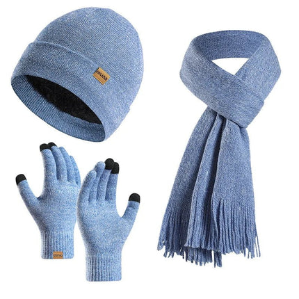 Bonnet, écharpe et gants en tricot - Bleu - Ajustable (du 54 au 59) | La boutique du chapeau