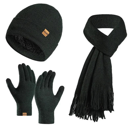 Bonnet, écharpe et gants en tricot - Noir - Ajustable (du 54 au 59) | La boutique du chapeau