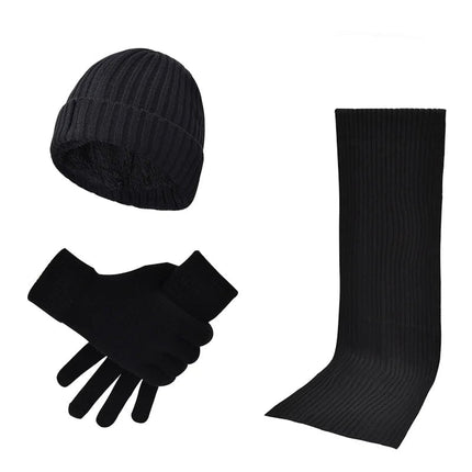 Bonnet écharpe et gants pour homme - Noir - Ajustable (du 54 au 59) | La boutique du chapeau