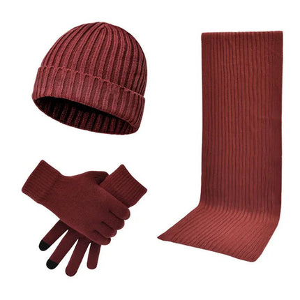 Bonnet écharpe et gants pour homme - Rouge - Ajustable (du 54 au 59) | La boutique du chapeau