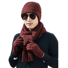 Bonnet écharpe et gants pour homme - Bordeau - Ajustable (du 54 au 59) | La boutique du chapeau