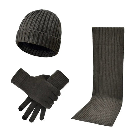 Bonnet écharpe et gants pour homme - Gris - Ajustable (du 54 au 59) | La boutique du chapeau