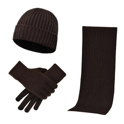 Bonnet écharpe et gants pour homme - Café - Ajustable (du 54 au 59) | La boutique du chapeau
