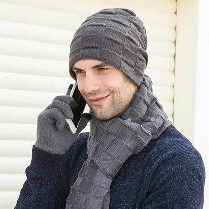 Bonnet écharpe et gants tactiles - Gris - Adulte | La boutique du chapeau