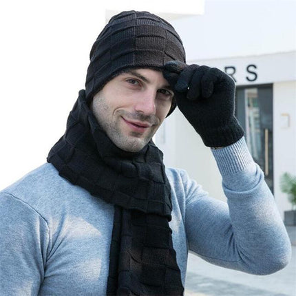 Bonnet écharpe et gants tactiles - Noir - Adulte | La boutique du chapeau